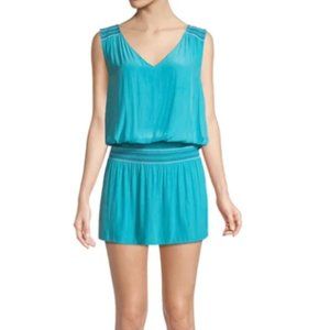 Ramy Brook - Dany VNeck Sleeveless Embroidered Mini Dress Smocked Drop Waist